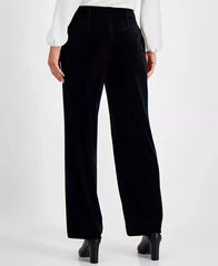 Women's High Rise Straight-Leg Velvet Pants, Regular and Petite Sizes,Created by Macy's-Black