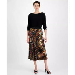 Women's Printed Pull-On Pleated Midi Skirt,Created by Macy's-peacock pa