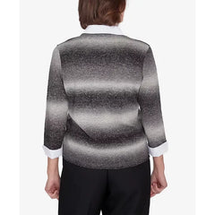Alfred Dunner Petite Classics Chevron Ombre Woven Sweater