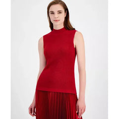 Macy's Women's Shimmer Mock-Neck Sleeveless Top-Lipstick