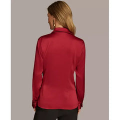 Macy's Women's Collared Tie-Waist Shirt-Mtrpltn Red