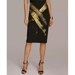 Women's Metallic-Print Skirt,Created by Macy's-Gold mutli