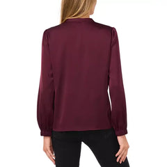 Macy's Women's Charmeuse Faux-Pearl-Button Blouse-Rich Cabernet