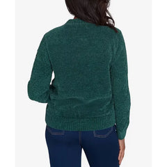 Alfred Dunner Petite Classics Chenille Diamond Turtleneck Sweater, Ivory , PXL