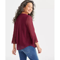 Women's Textured Pintuck Ruffle Sleeve Top, Regular & Petite, Created for Macy's