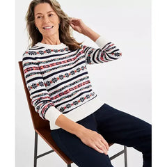 Women's Crewneck Fair Isle Sweater, Created for Macy's-Navy Fairisle