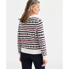 Women's Crewneck Fair Isle Sweater, Created for Macy's-Navy Fairisle