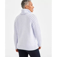 Women's Lurex Cable-Knit Turtleneck Sweater, Created for Macy's-Iris