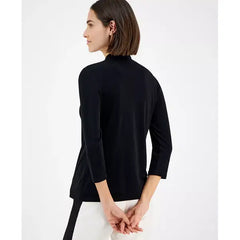 Anne Klein Womens Solid Twist Neck 3/4 Sleeve Top, Stylish Lightweight Blouse