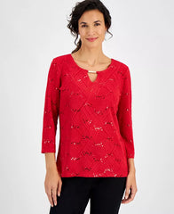 Women's Textured Sequined Top, Created for Macy's-Fire combo