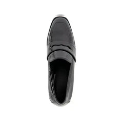 Aerosoles Women's Arnett Block Heel Loafers, Stylish Comfortable Office Shoes,Black Patent Crinkled Faux Leather , Size 10M