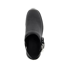 Aerosoles Womens Fox Buckle Strap Clog, Comfortable Stylish Slip On Shoes ,Black Smooth Leather