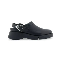 Aerosoles Womens Fox Buckle Strap Clog, Comfortable Stylish Slip On Shoes ,Black Smooth Leather