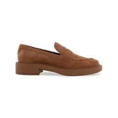 Aerosoles Gelso Womens Block Heel Loafers, Comfortable Stylish Office Footwear, Brown Tobacco Suede