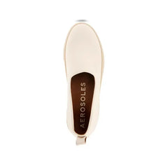 Aerosoles Blakely Womens Flatform Flats, Stylish Elevated Comfort , Eggnog Smooth Stretch Faux Leather-Polyurethane