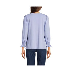 Macy's Women's 3/4 Sleeve Lightweight Jersey Button Front Top-light cornflower