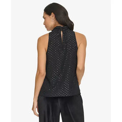Macy's Women's Metallic Clip-Dot Sleeveless Top-Black