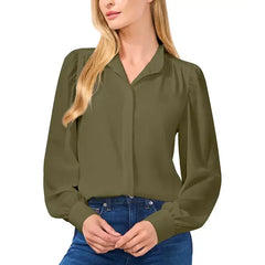 Macy's Women's Stand-Collar Long-Sleeve Blouse -Dark clover