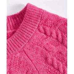 Women's Cozy Cable-Knit Crewneck Sweater, Created for Macy's-Fuchsia purple