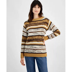 Women's Boatneck Shine Sweater, Created for Macy's-Camel stripe