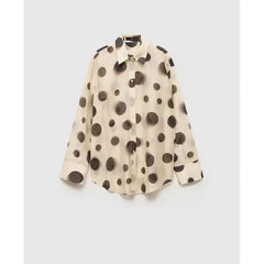 Macy's Women's Polka-Dot Lyocell Shirt-Ecru