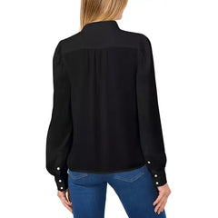 Macy's Women's Stand-Collar Long-Sleeve Blouse -Rich black