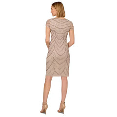Adrianna Papell Women's Beaded Cap Sleeve Sheath Dress for Elegant and Sophisticated Style
