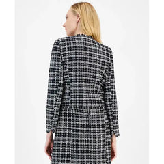 Women's Collarless Boucle Blazer,Created by Macy's-Black Ivory