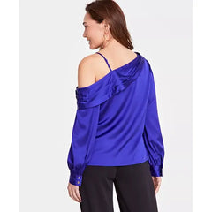 Women's Lace-Shoulder Long-Sleeve Blouse, Created for Macy's-Deep Lris