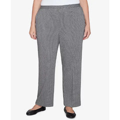 Alfred Dunner Plus Size Runway Ready Chic Pull On Houndstooth Short Length Pants, Black/White Metallic