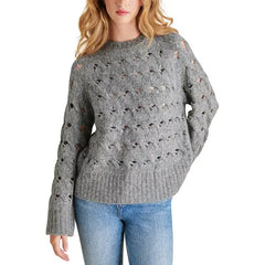 Macy's Women's Sonora Oversized Open-Stitch Sweater-Heather gray