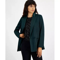 Women's Satin Notched Collar Double-Breasted Blazer, Created for Macy's-Pine mist