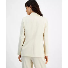 Women's Satin Notched Collar Double-Breasted Blazer, Created for Macy's-Light tea