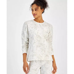 Women's Bubble-Print Fleece Crewneck Pullover Top, Created for Macy's-Tofu