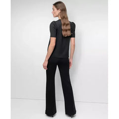 Macy's Women's Crewneck Sequin-Embellishment Short-Sleeve Top-Black