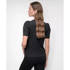 Macy's Women's Crewneck Embellished-Fringe Short-Sleeve Top-Black