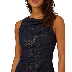Adrianna Papell Women's Metallic Stretch Jacquard Dress, Perfect for Sophisticated Events