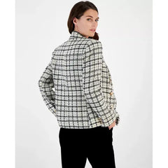 Women's Faux Double-Breasted Tweed Blazer,Created by Macy's-Vanilla