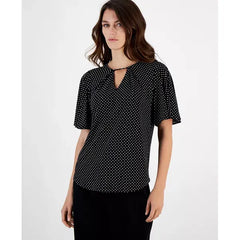 Anne Klein Womens Printed Short Bell Sleeve Blouse, Stylish Lightweight Top for Work or Weekend