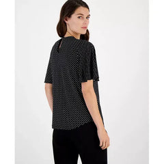 Anne Klein Womens Printed Short Bell Sleeve Blouse, Stylish Lightweight Top for Work or Weekend
