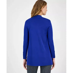 Anne Klein Womens Carmel Open Front Buttoned Cuff Cardigan, Elegant Lightweight Layering Piece