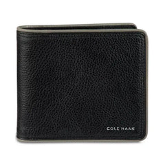 Cole Haan Men's Leather Global Bifold Coin Pocket Wallet with Contrast Color Edge