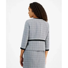 Women's Open-Front Piped-Trim Tweed Jacket, Regular & Petite Sizes,Created by Macy's-Royal Signature Multi