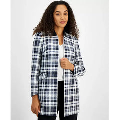 Women's Open-Front Plaid Topper Jacket,Created by Macy's-Royal Signature Multi
