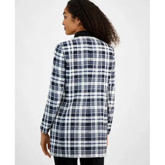 Women's Open-Front Plaid Topper Jacket,Created by Macy's-Royal Signature Multi