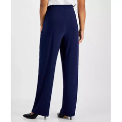Anne Klein Petite Solid Wide Leg High Rise Pants, Stylish Comfortable Tailored Trousers