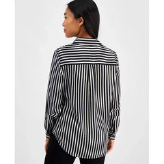 Anne Klein Petite Striped Button Front Shirt, Classic and Stylish Blouse for Everyday Wear