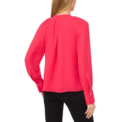 Macy's Women's Pleated Tie-Neck Blouse-Cherry rose