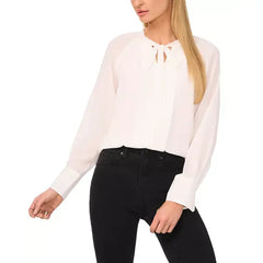 Macy's Women's Pleated Tie-Neck Blouse-New lvory