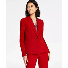 Women's Stretch-Crepe One-Button Seamed Jacket, Regular & Petite SizesCreated by Macy's-Fire red